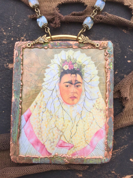 Frida "Diego in My Thoughts" Copper Electroformed Necklace