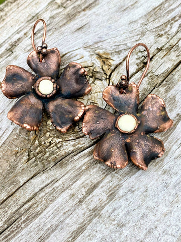 Real Periwinkle Copper Electroformed Earrings