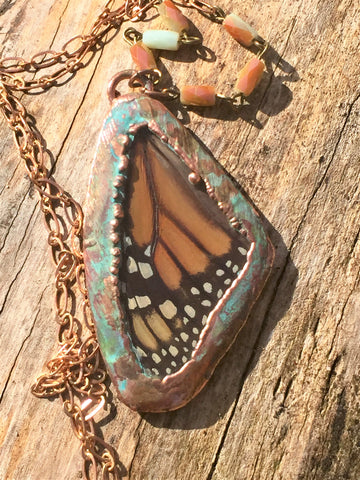 Real Monarch Wing - Blue Pendant